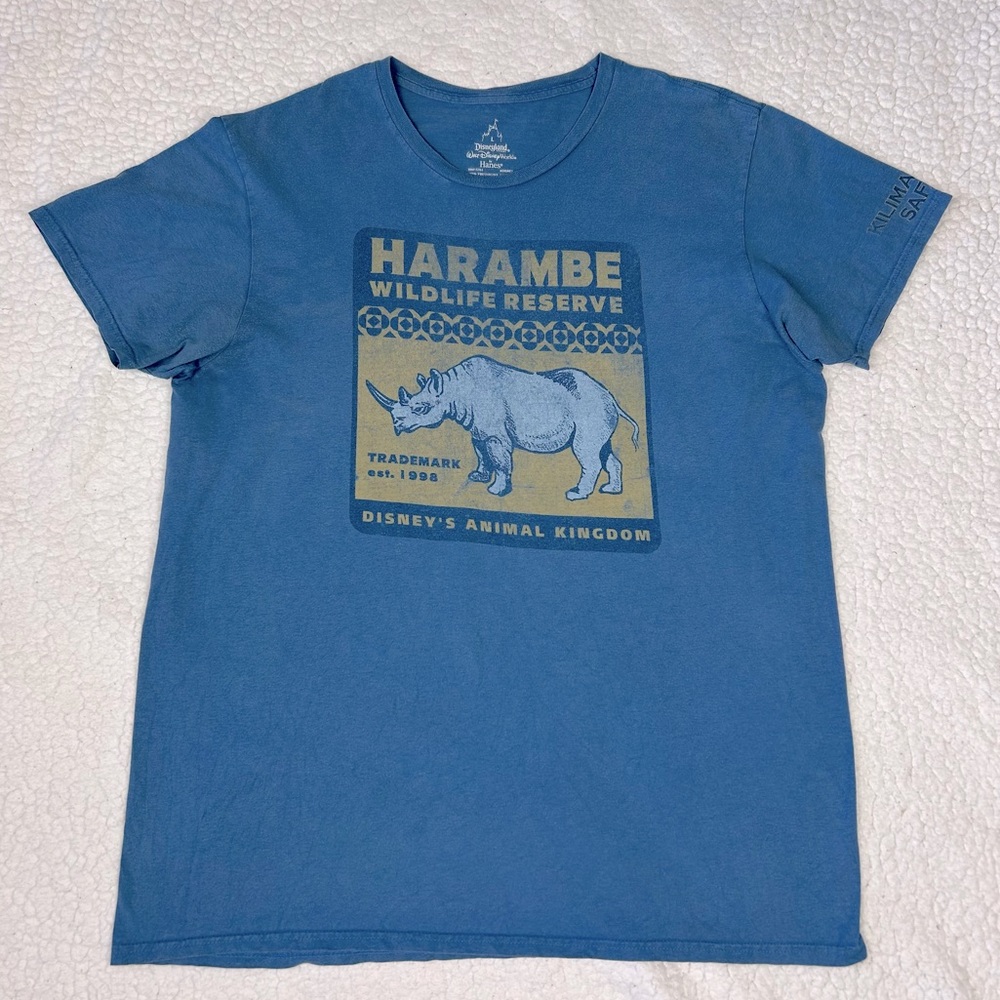 Walt Disney World Harambe Wildlife Reserve Shirt Men’s L Blue Animal Kingdom